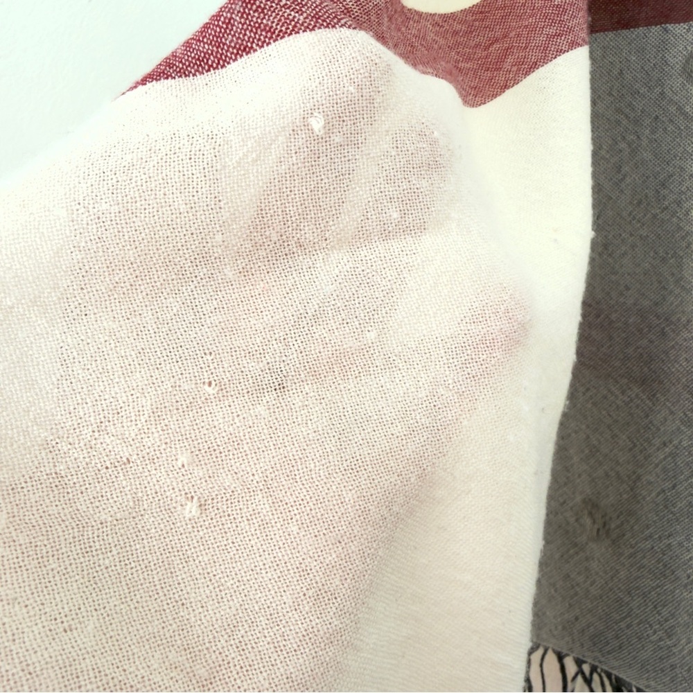 Burberry Checkered Wool Scarf in Cream, Gray, and Red - Picture 6 of 11